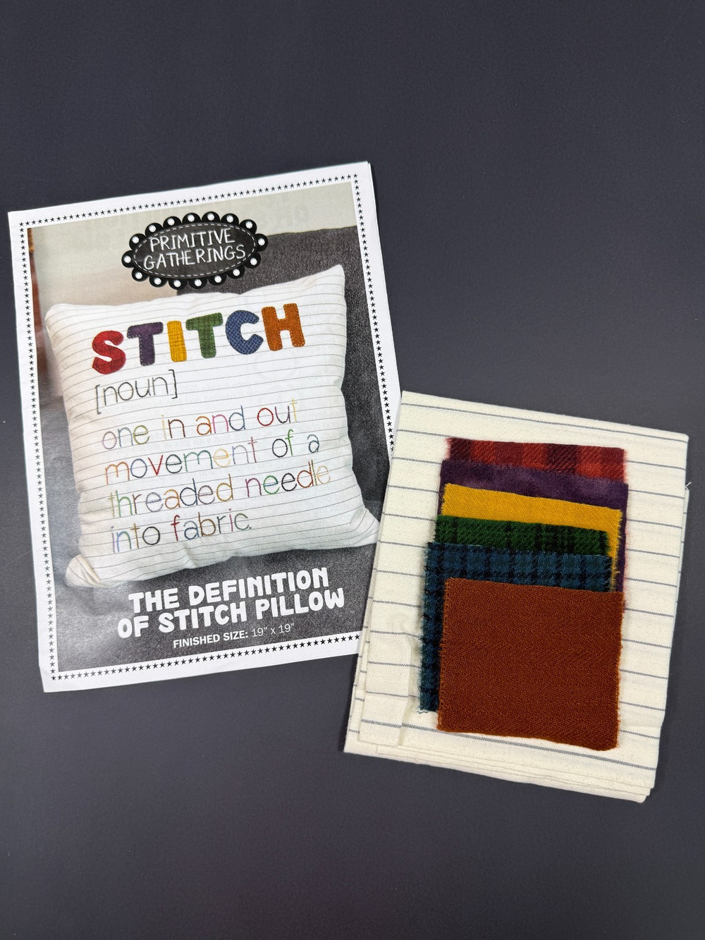 Primitive Gatherings The Definition Of Stitch Pillow Wool Kit 19”x19”